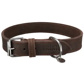Kožený obojok RUSTIC - tmavo-hnedá L: 48-56cm/30mm
